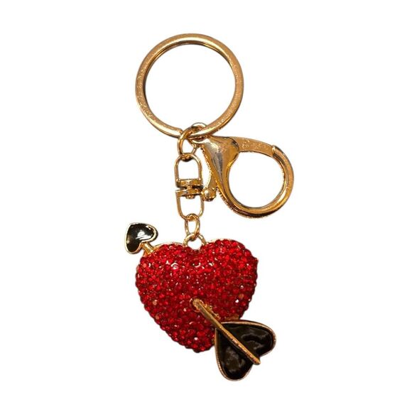 Unbranded Accessories - Red and Gold Bedazzled Heart Keychain